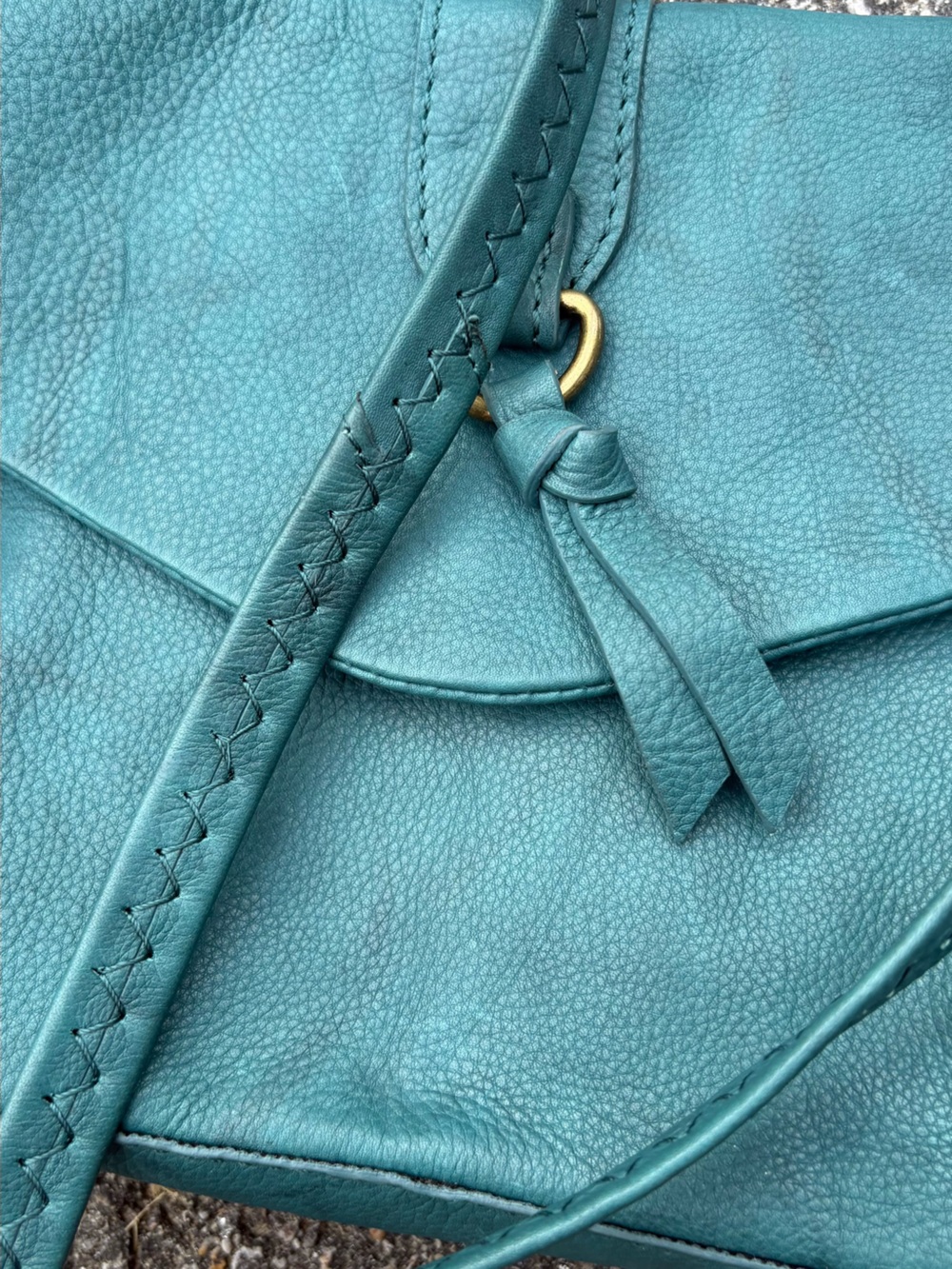 NWOT! Genuine Leather Everyday Envelope Crossbody/Shoulder Bag, “Mineral Blue” - Picture 4 of 11
